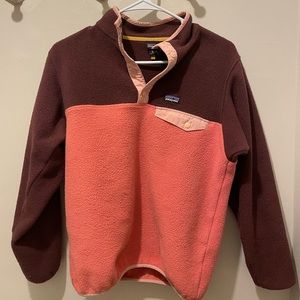 Burgundy/Pink Patagonia Kids XL/14 Synchilla Snap-T Fleece Pullover